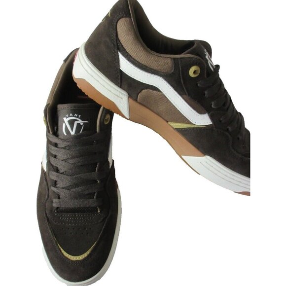 Vans Men's Rowan Zorilla 2 Chocolate Brown White Suede Canvas Shoes sizes NIB - Picture 4 of 5